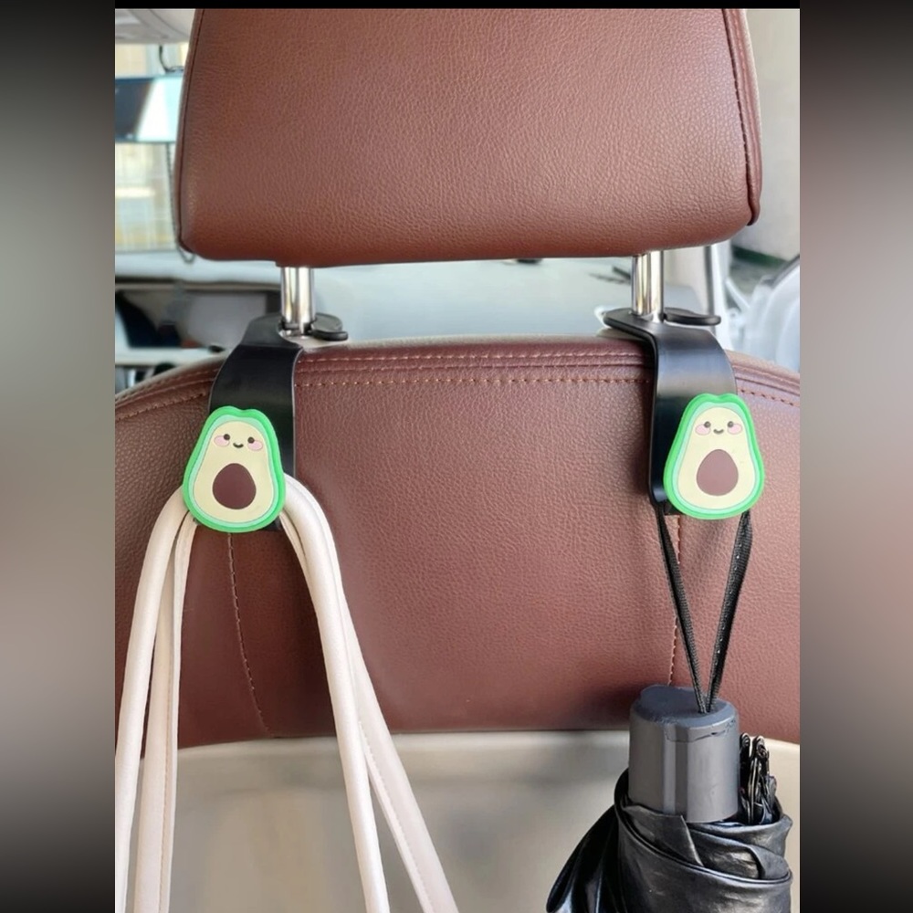 🥑Adorable Smiley Cartoon Avocado Car Set Back Hook Set 🥑